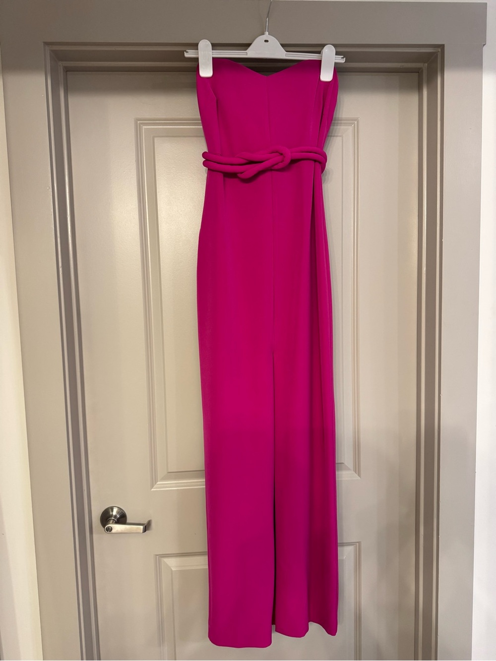 Badgley Mischka Strapless Hot Pink Maxi Dress with Knotted Waist